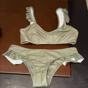 Dream Bandits Olive Green Ruffle Bikini Set